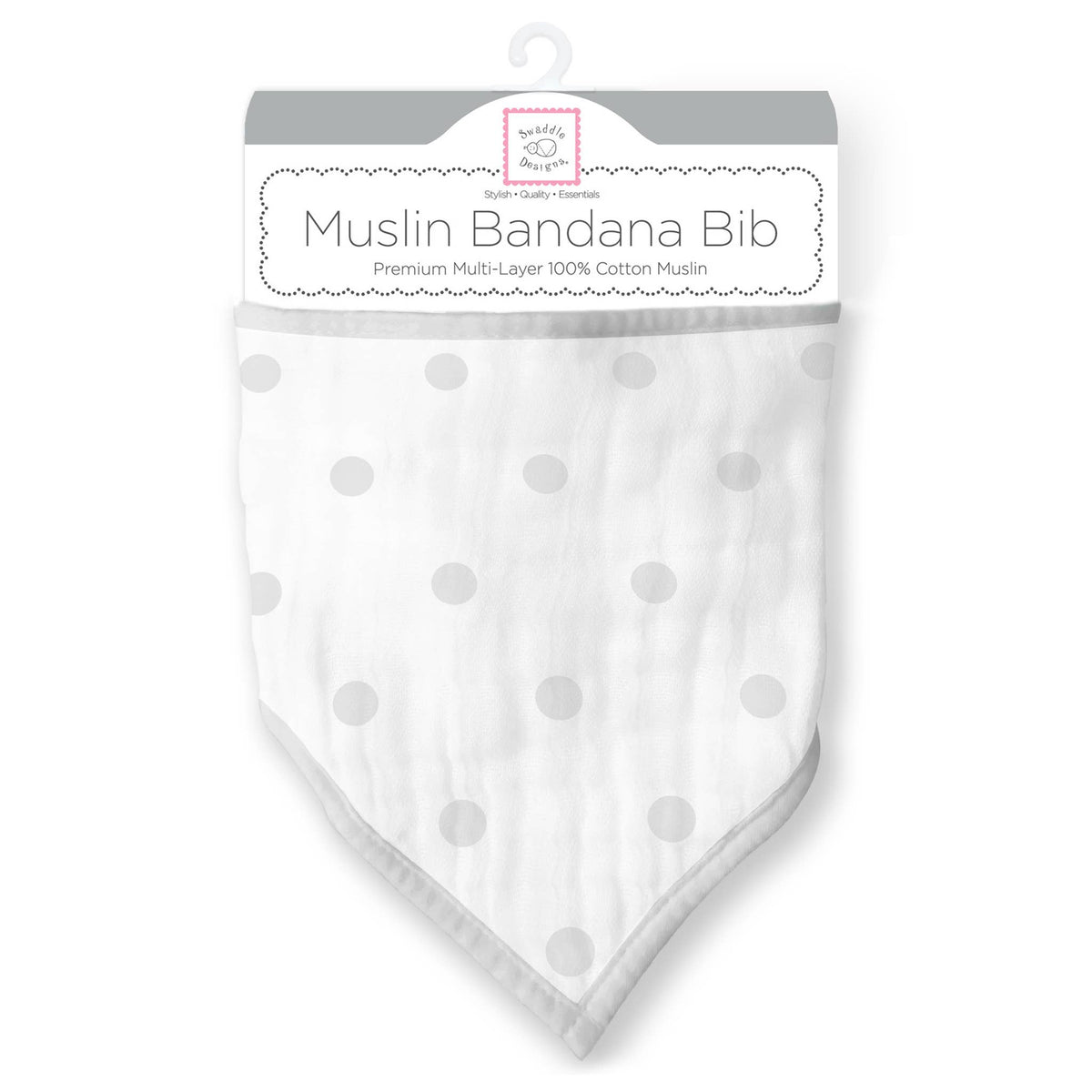 Muslin Bandana Bib, French Dots, Sterling