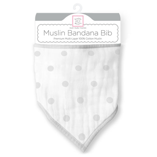 Muslin Bandana Bib, French Dots, Sterling