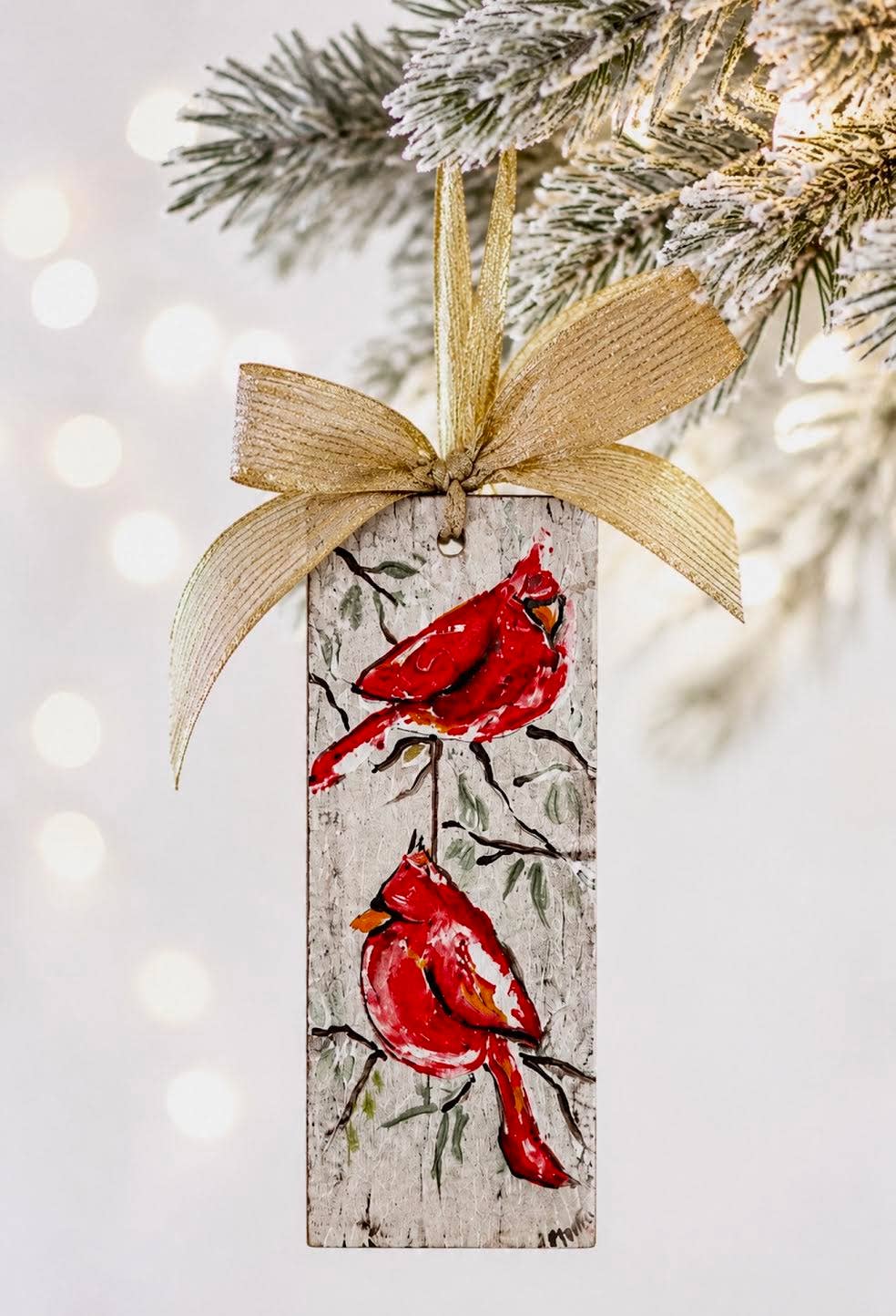 Christmas Ornament: Twin Winter Cardinals