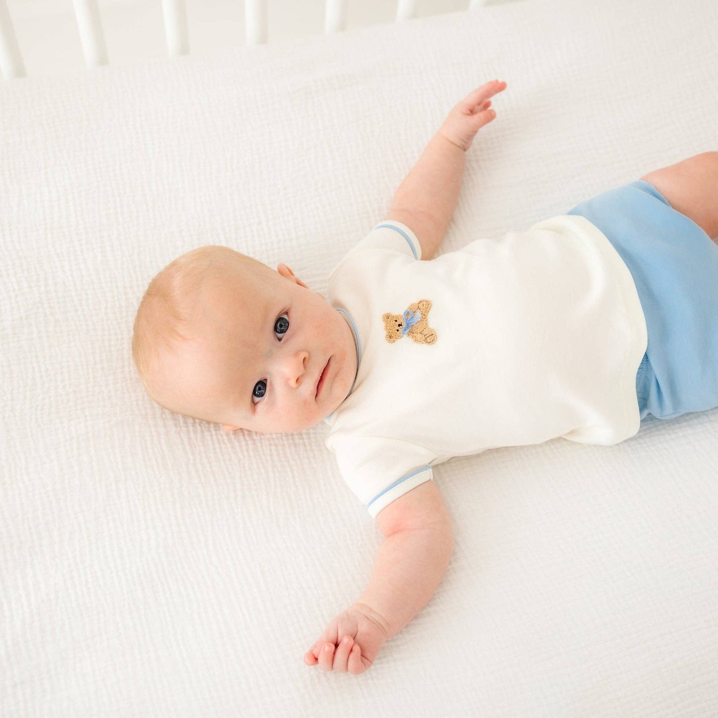 Bear Hugs Diaper Cover Set - Sky