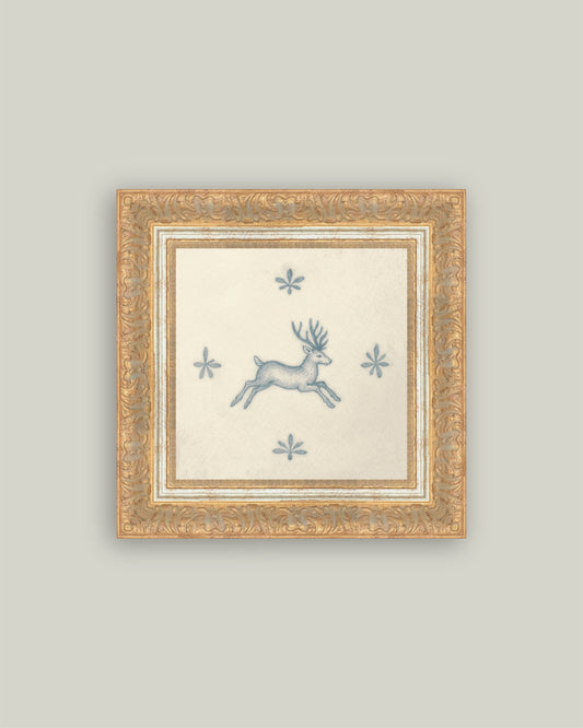 Leaping Stag Delft Tile 8x8