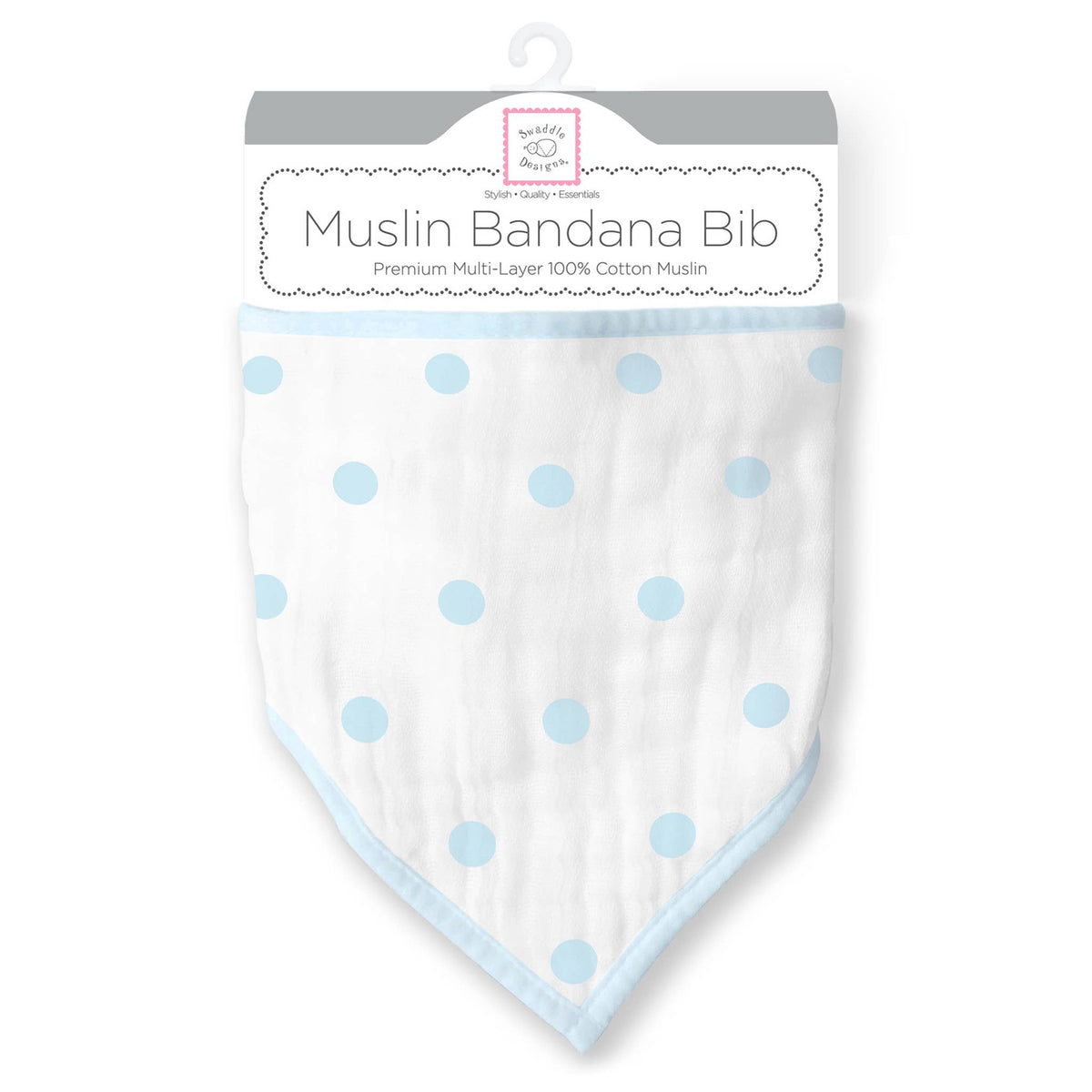 Muslin Bandana Bib, French Dots, Pastel Blue
