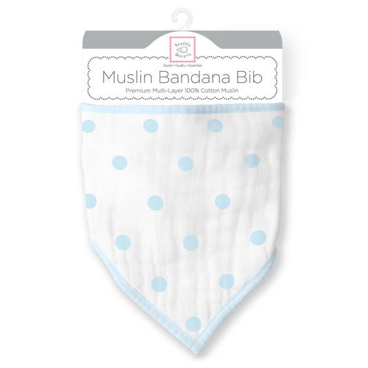 Muslin Bandana Bib, French Dots, Pastel Blue