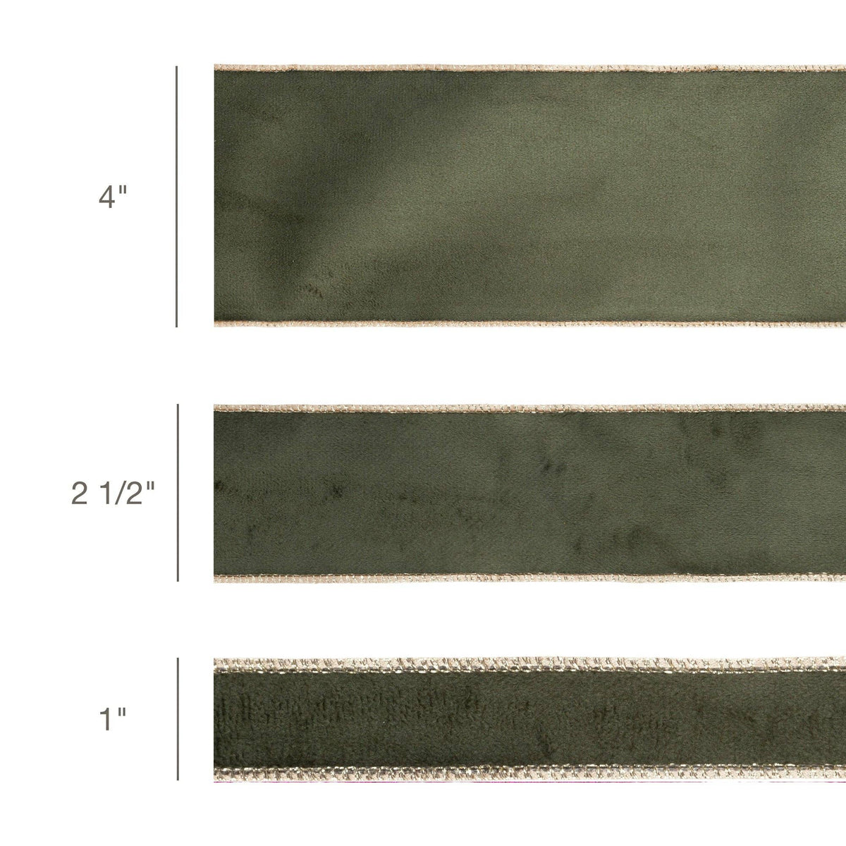 2 1/2" Reversible Classic Velvet Wired Ribbon | Moss/Gold