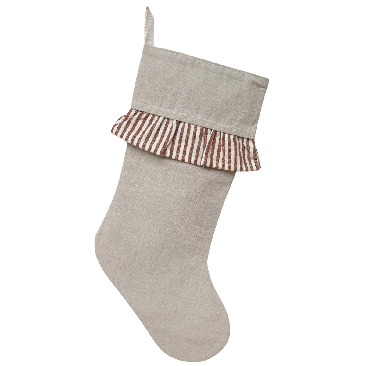 Classic Christmas Stockings with Ticking Ruffle- 3 COLORS