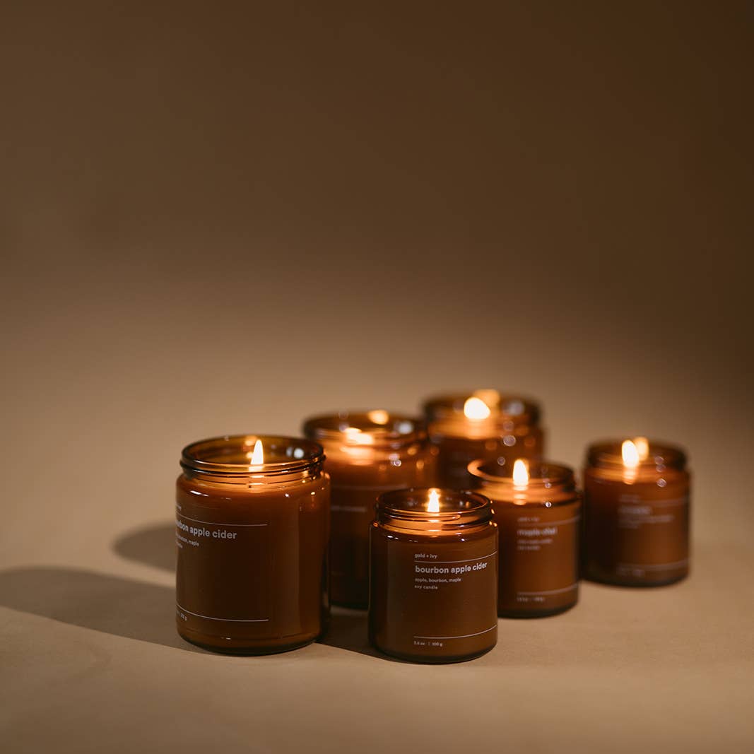 Bourbon apple cider soy candle - apple, bourbon, maple