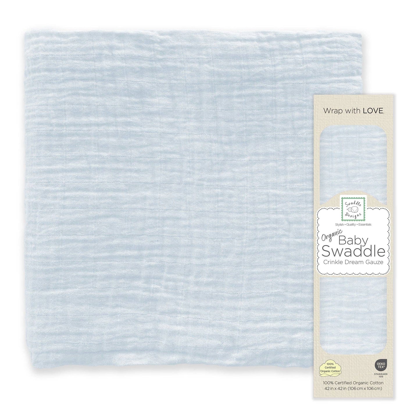 Organic Crinkle Dream Gauze Swaddle Blanket - Soft Blue