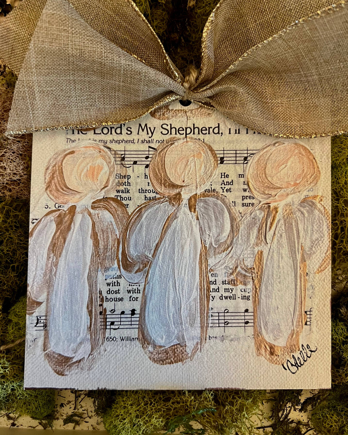 Christmas Ornament: 3 Angels, The Lord's My Shepherd