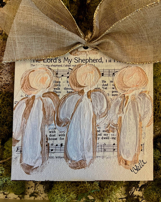 Christmas Ornament: 3 Angels, The Lord's My Shepherd