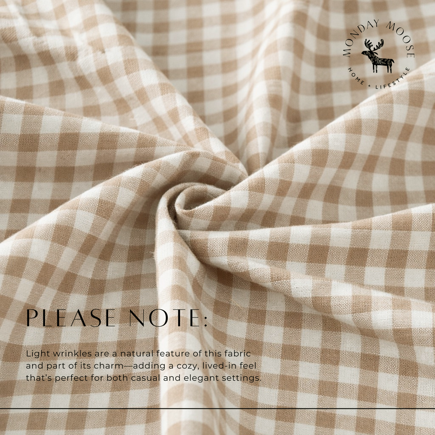 Corcovado Tablecloth (Beige Gingham): 60x102 inch