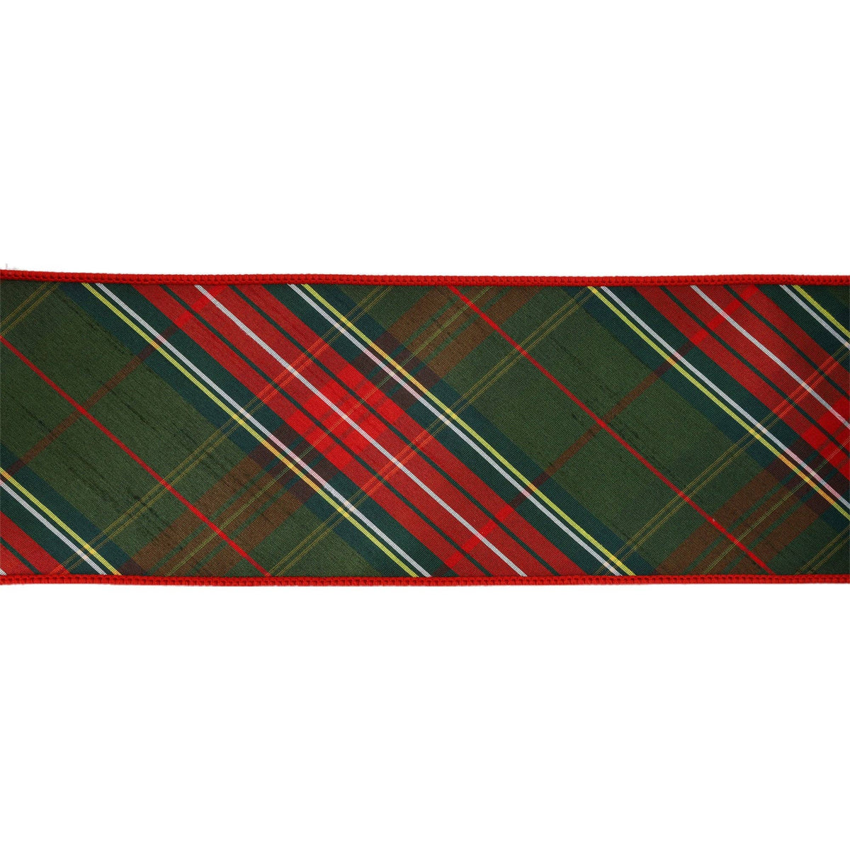 Wired Dupioni Ribbon | Red/Dark Green Plaid