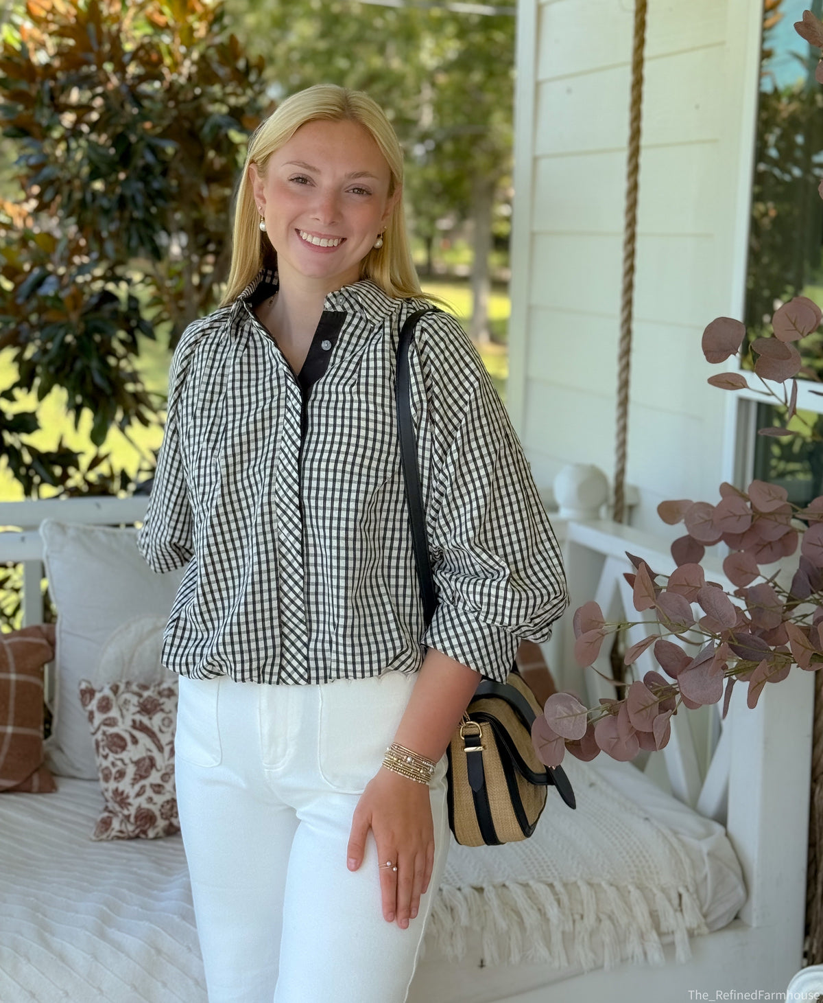 The Maisie Gingham Balloon Sleeve Top