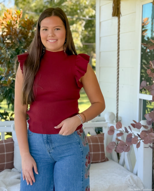 The Everly Ruffle Knit Top