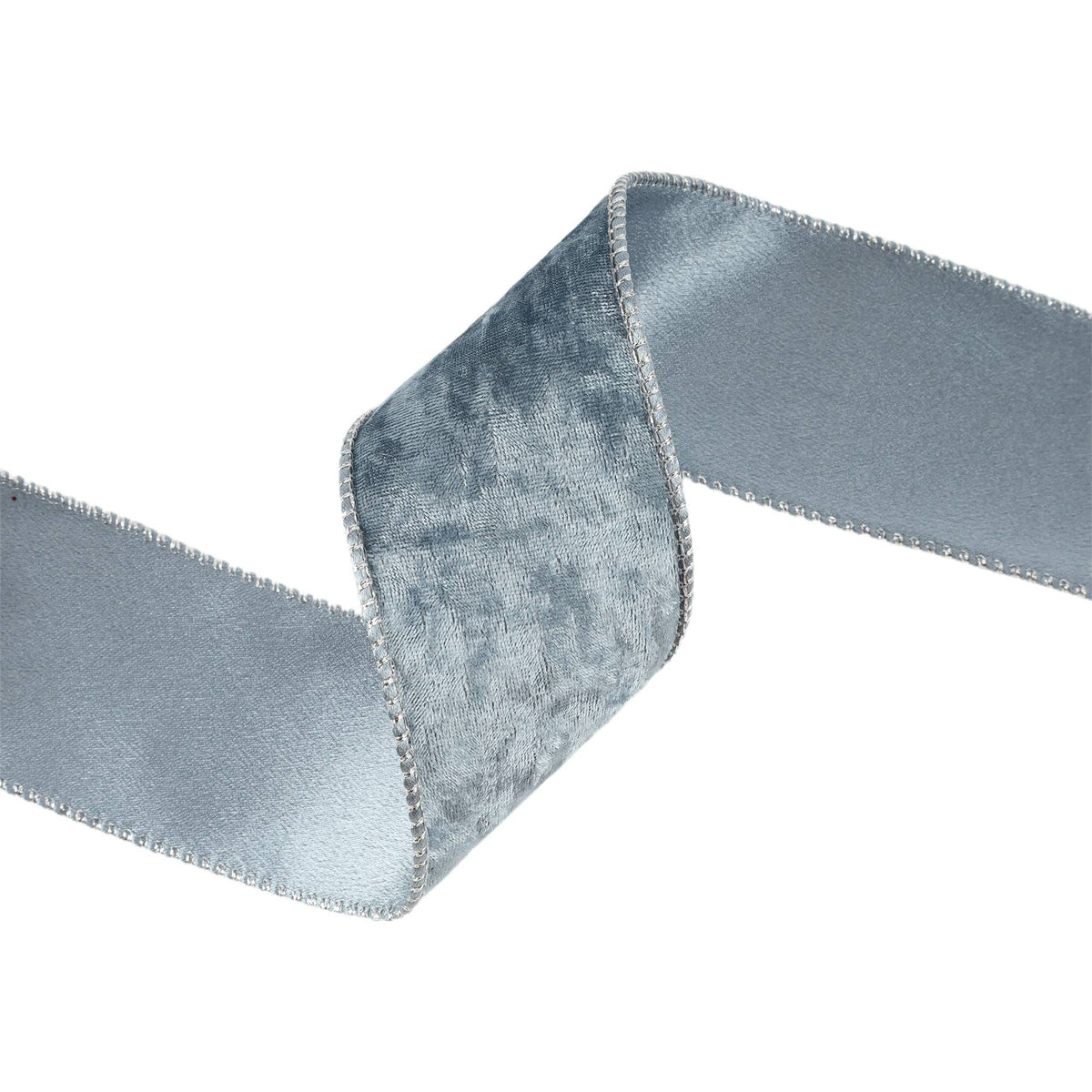 2 1/2" Reversible Frosted Velvet Wired Ribbon | Blue/Blue | 10 Yard Roll