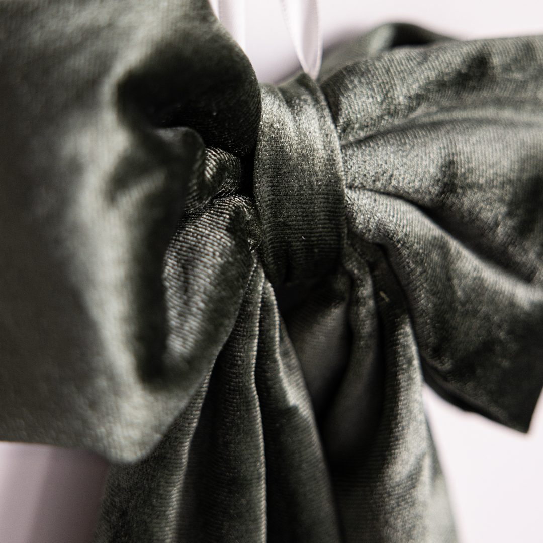 Sage Velvet Fabric Bow