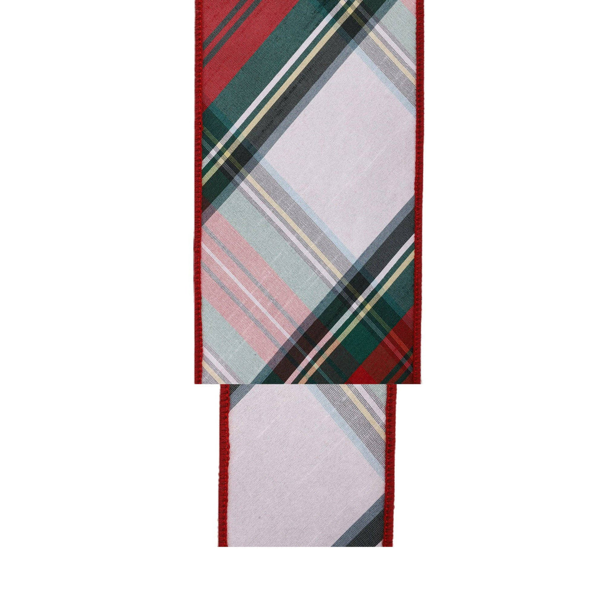 Wired Dupioni Ribbon | Burgundy/Green/White Plaid