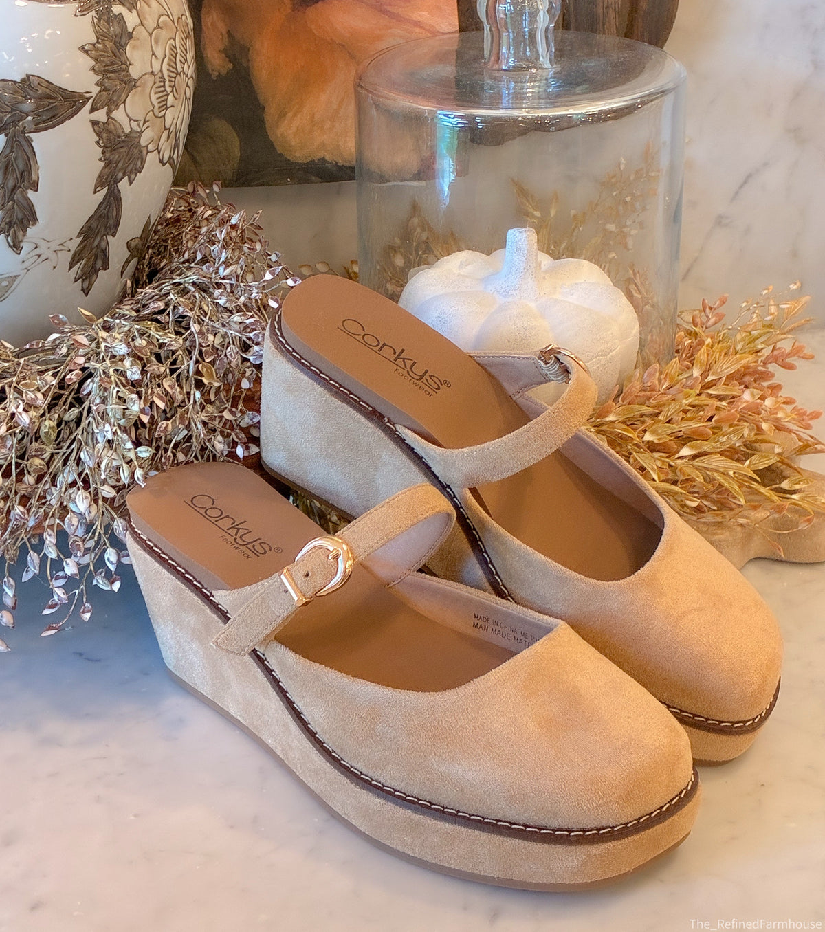 Me Time Camel Faux Suede Wedges-Corky's