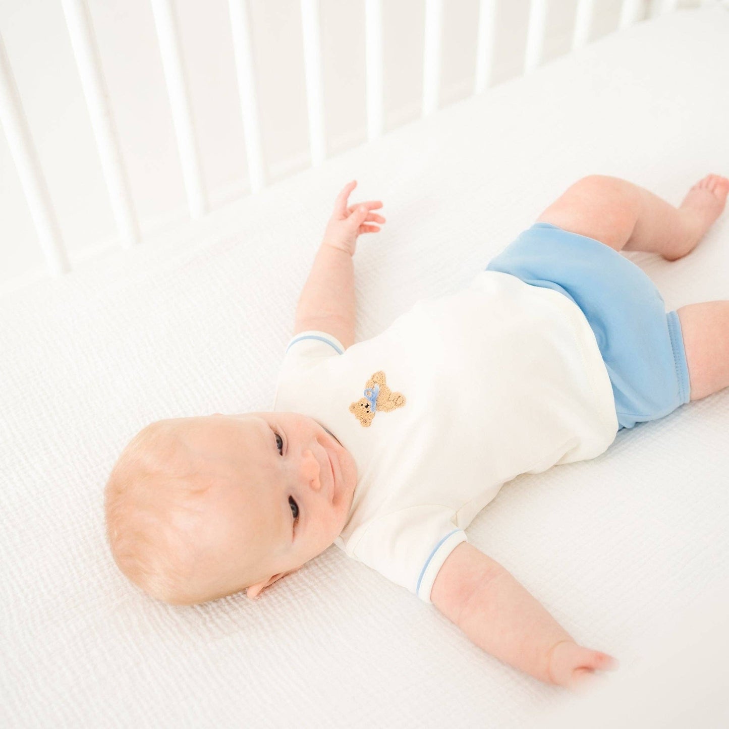 Bear Hugs Diaper Cover Set - Sky
