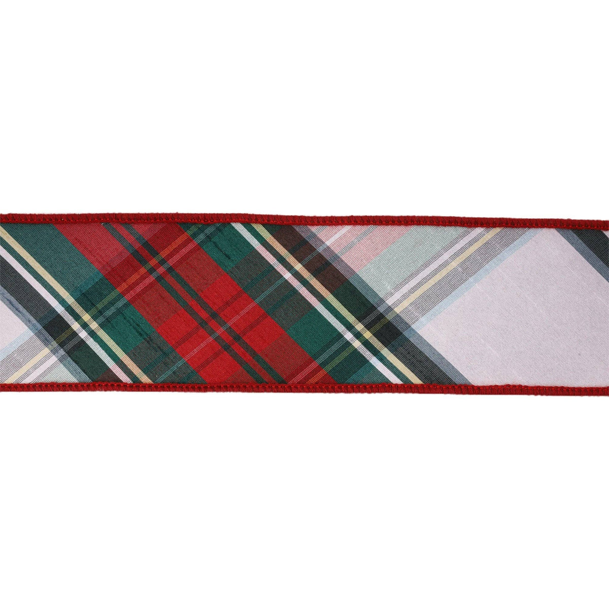 Wired Dupioni Ribbon | Burgundy/Green/White Plaid