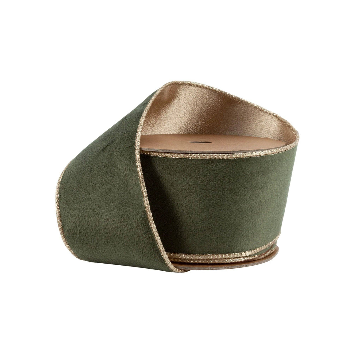 2 1/2" Reversible Classic Velvet Wired Ribbon | Moss/Gold