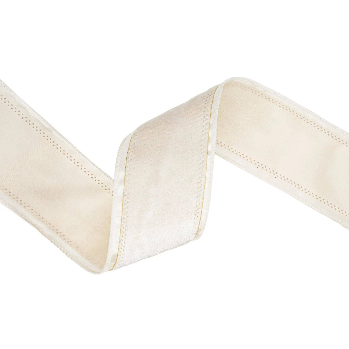 2 1/2" Wired Velvet Ribbon | Ivory Velvet Center | 10 Yard Roll