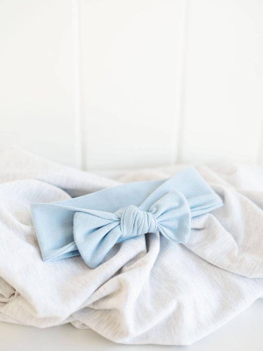 Baby Organic Cotton Bow Headband | River Blue