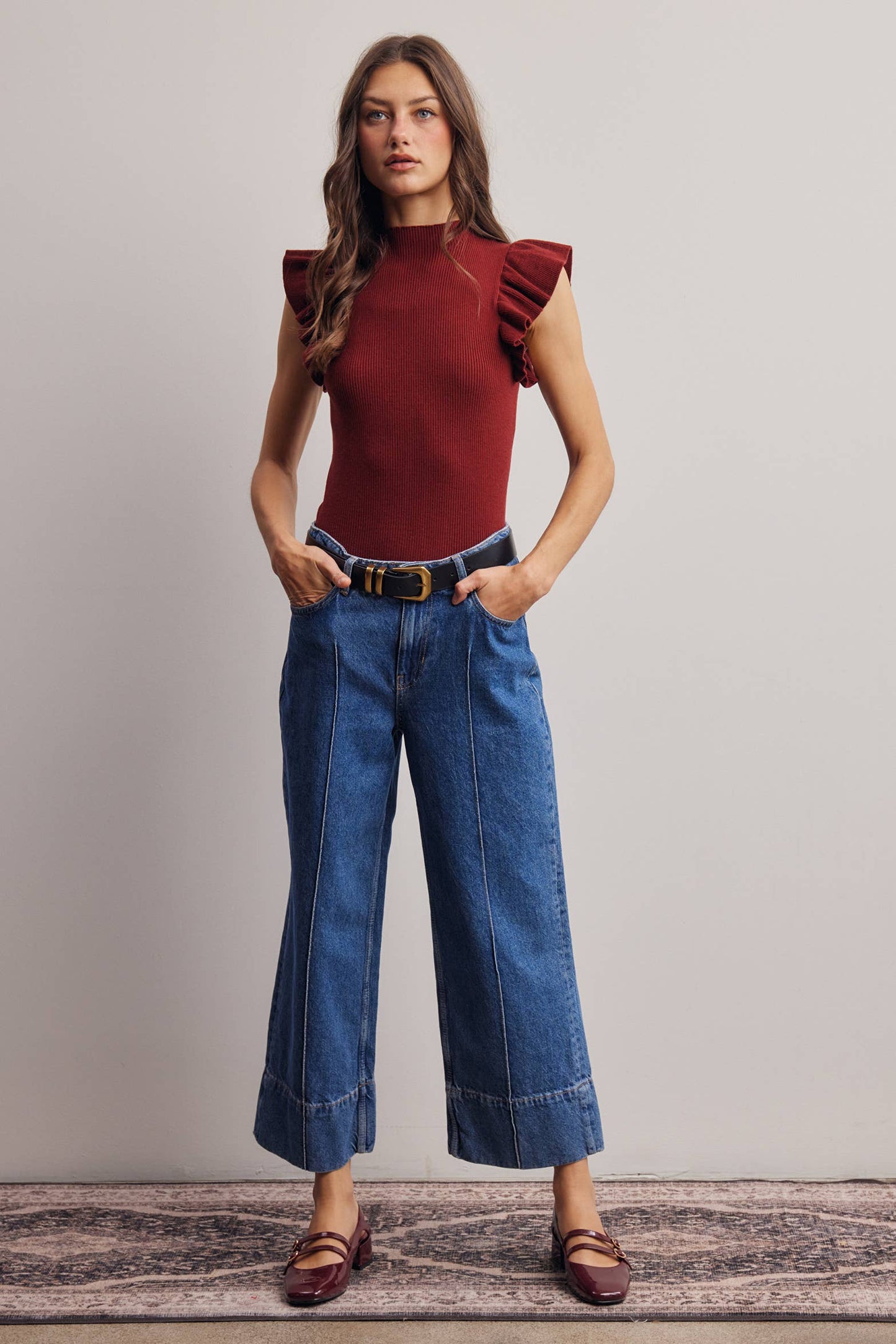 The Everly Ruffle Knit Top