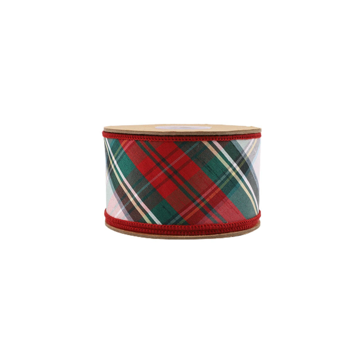 Wired Dupioni Ribbon | Burgundy/Green/White Plaid