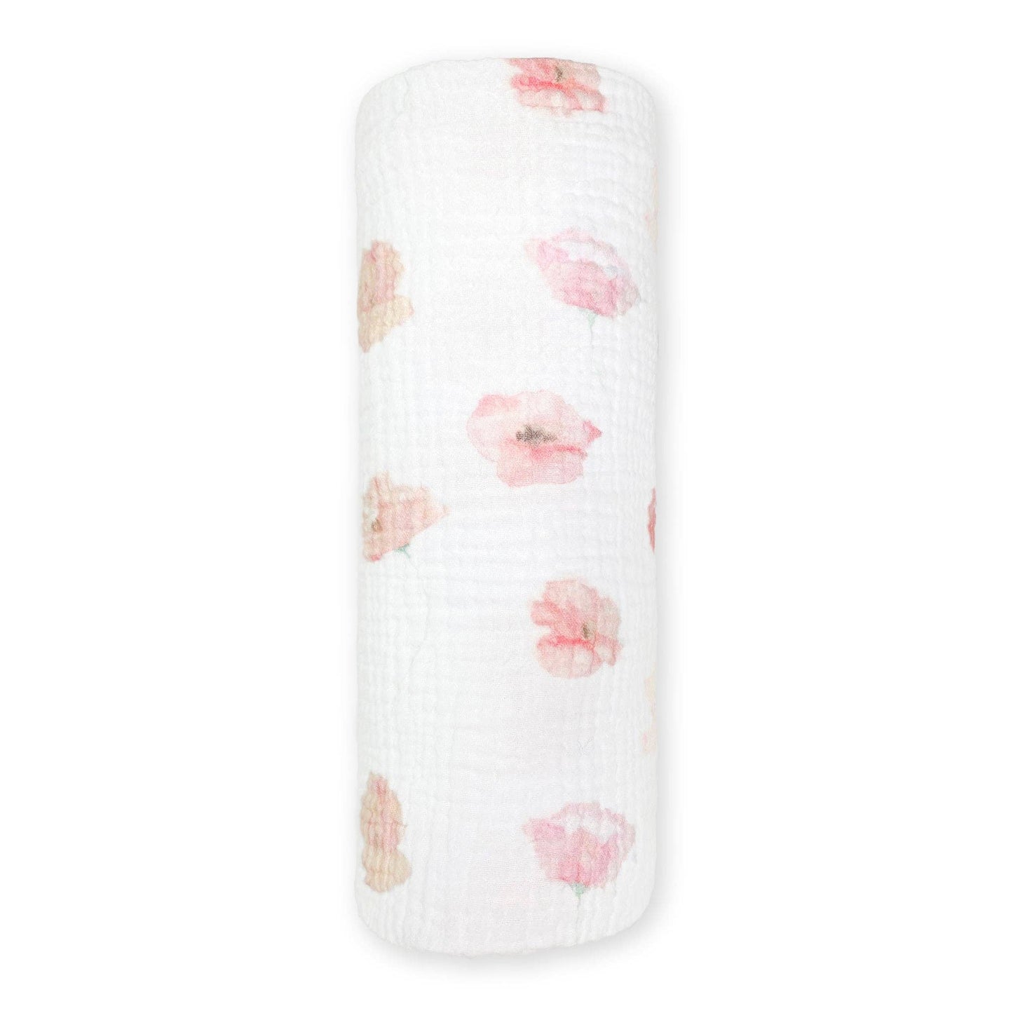 Organic Crinkle Dream Gauze Swaddle Blanket - Watercolor Peach Blush Poppies