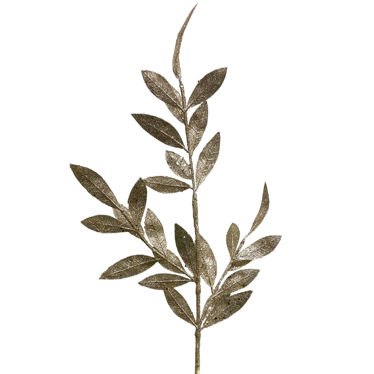 Champagne Glitter Bay Leaf Spray – 29"
