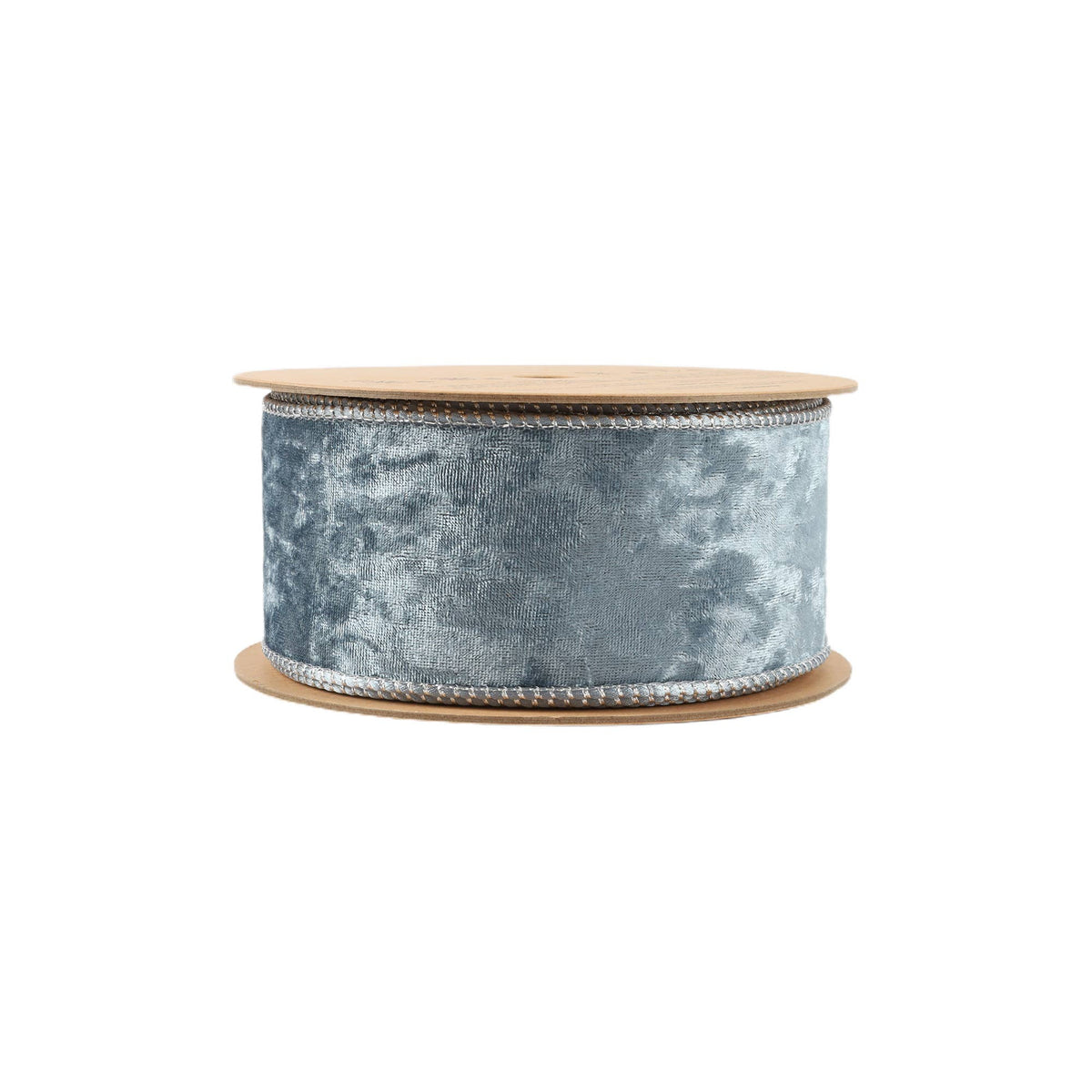 2 1/2" Reversible Frosted Velvet Wired Ribbon | Blue/Blue | 10 Yard Roll