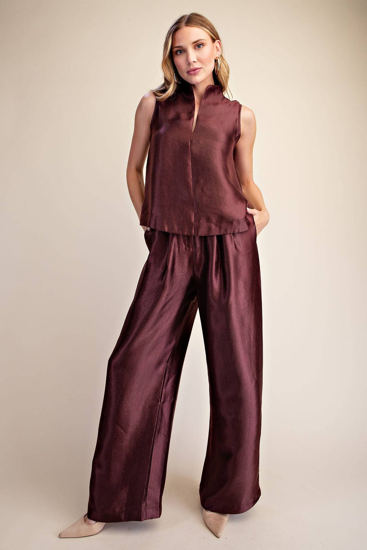 The Mercer Metallic Wide Leg Pants