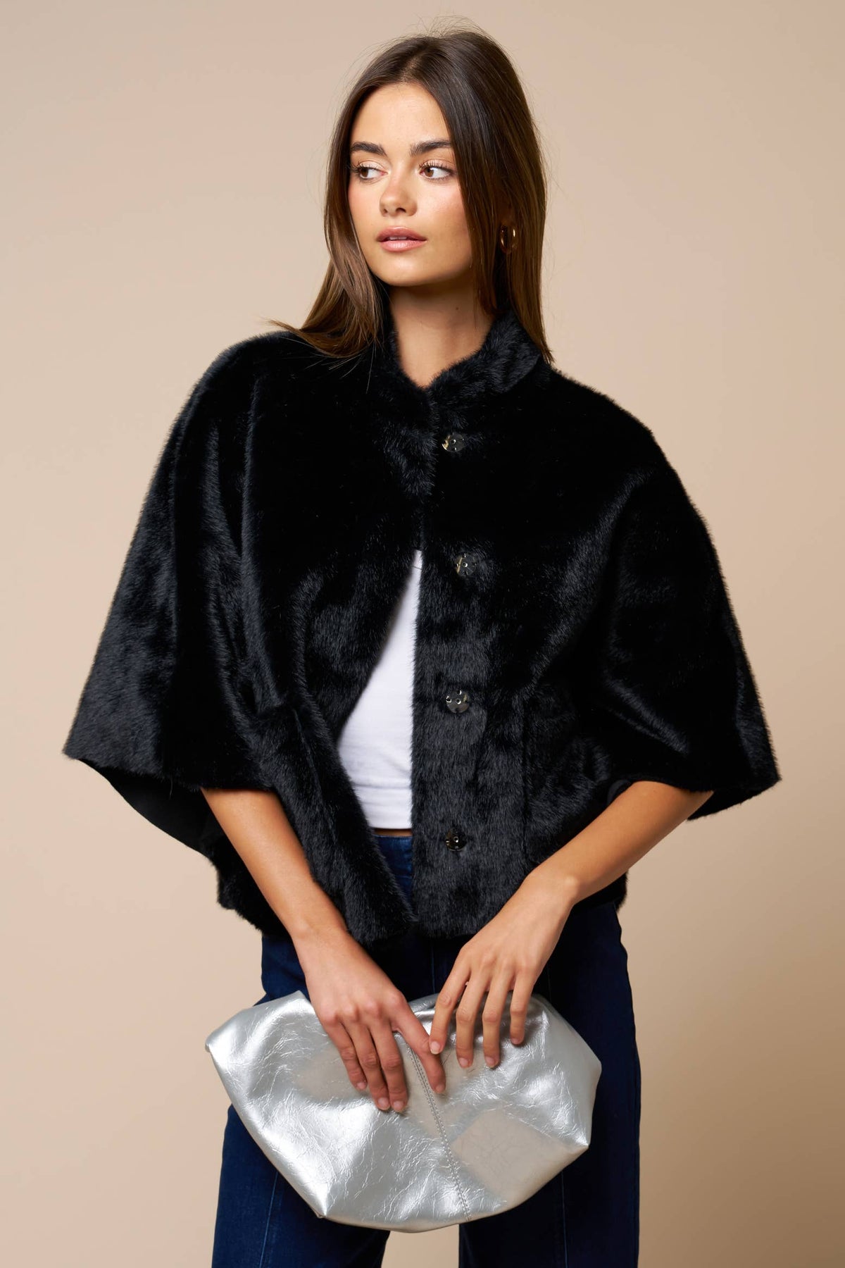 The Astor Faux Fur Cape