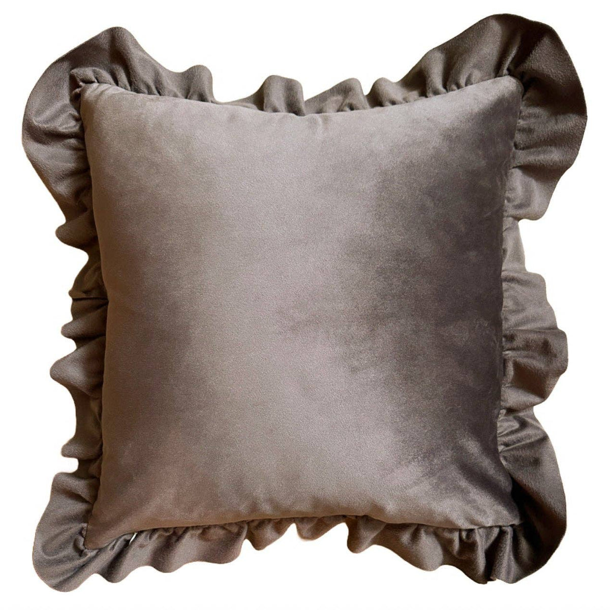 Coffee Velvet-Ruffle Pillow