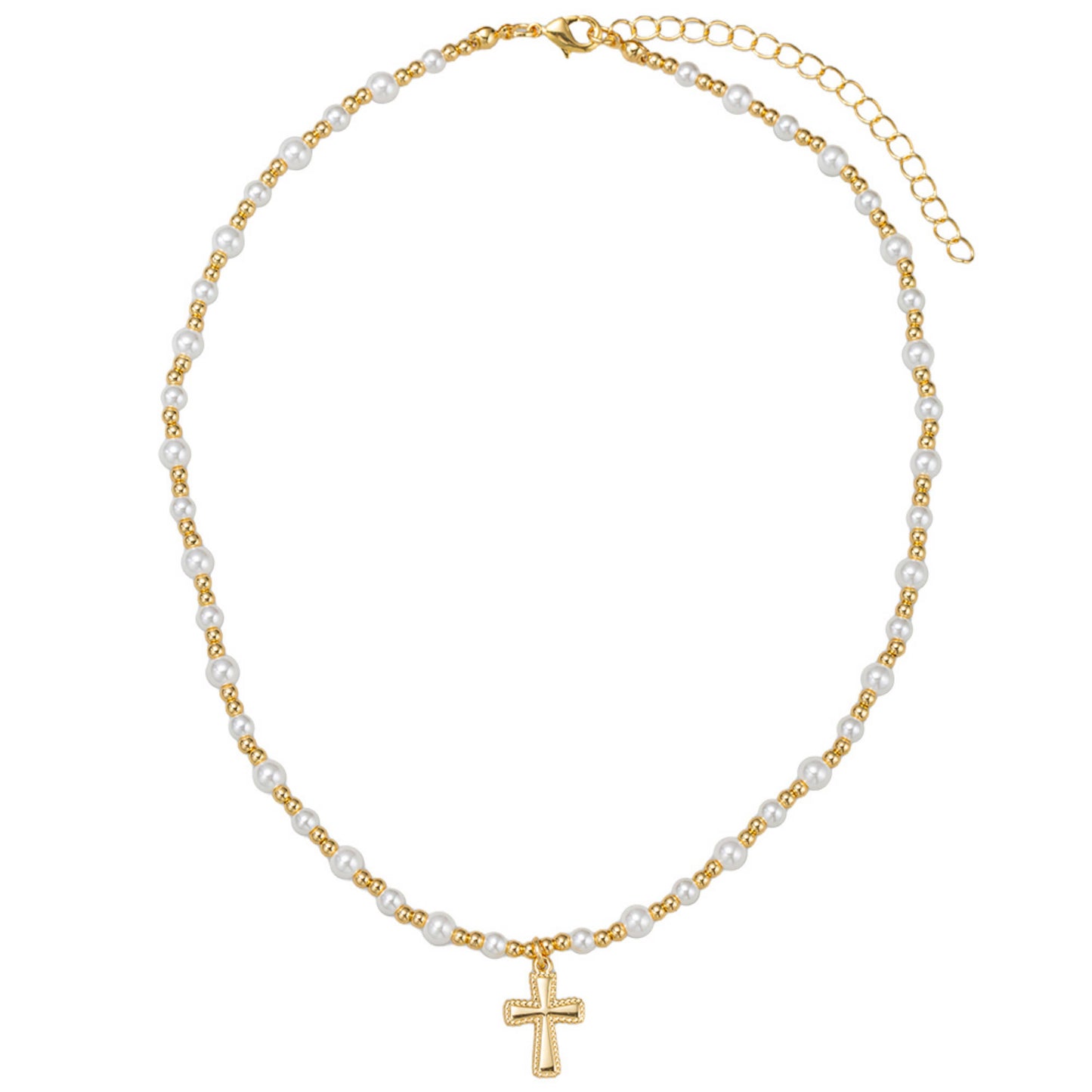 18K Gold Plated & Pearl Alternating Beaded Necklace