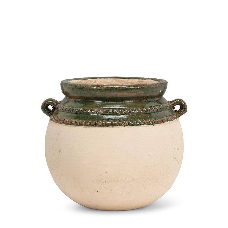 Small Planter with Green Rim