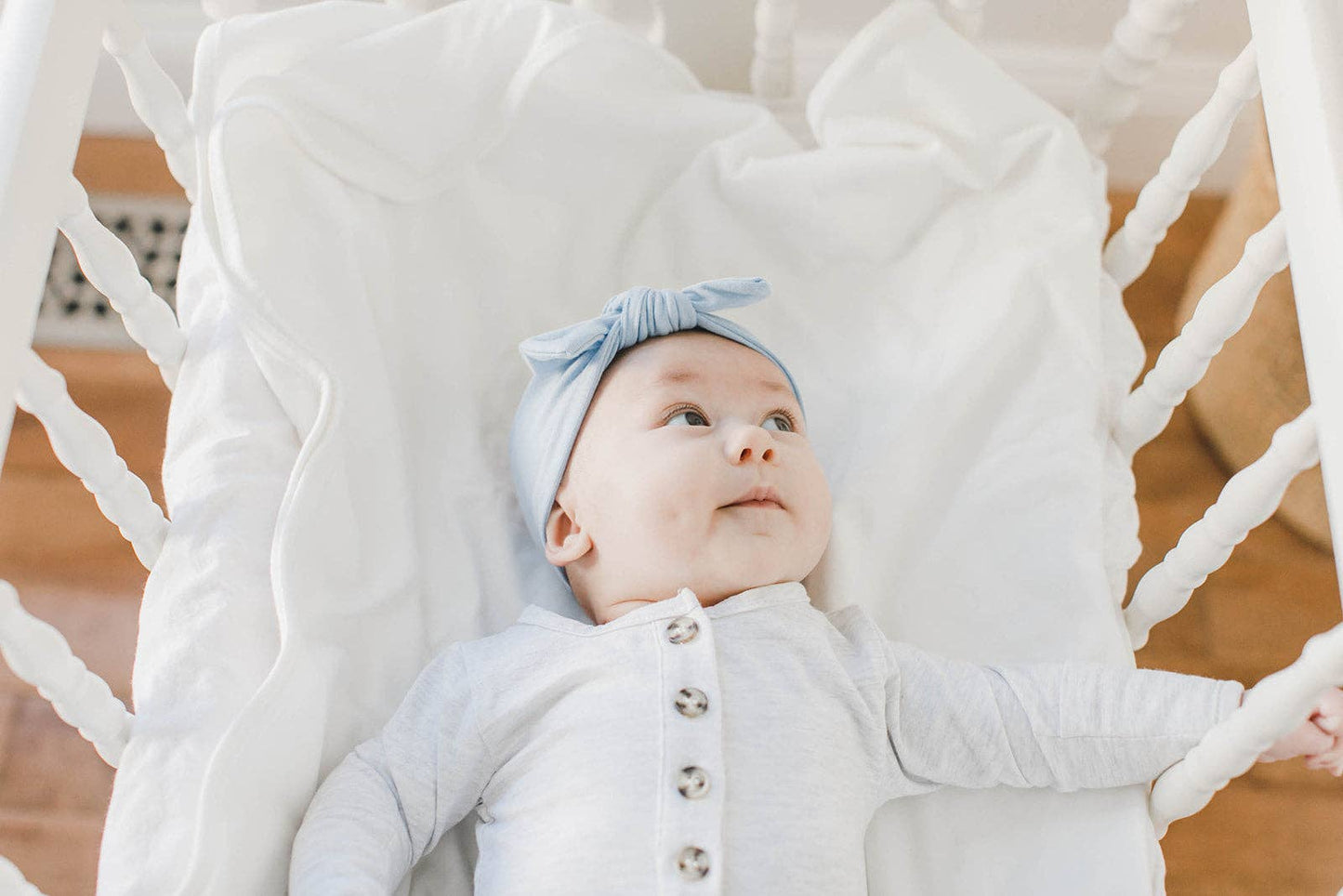 Baby Organic Cotton Bow Headband | River Blue