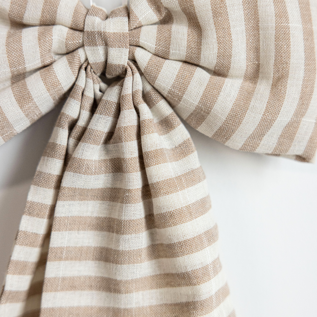 Bow Striped Beige Sand Fabric-Small
