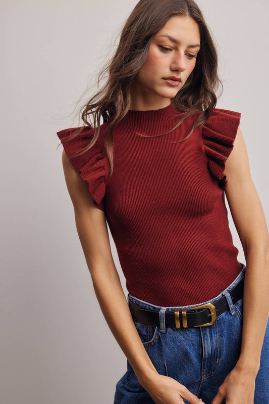 The Everly Ruffle Knit Top
