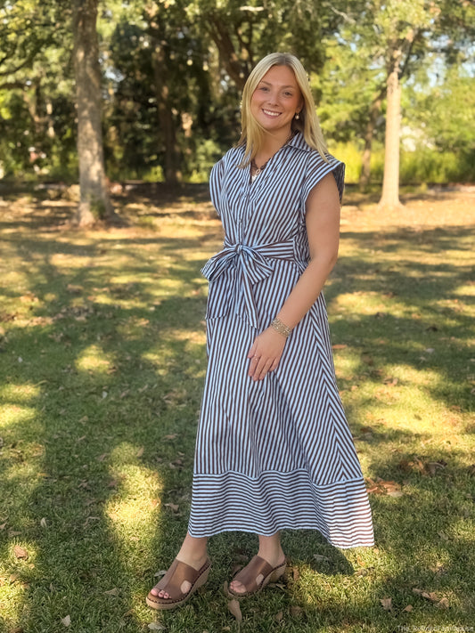 The Prescott Striped Midi Dress-Reg & Curvy