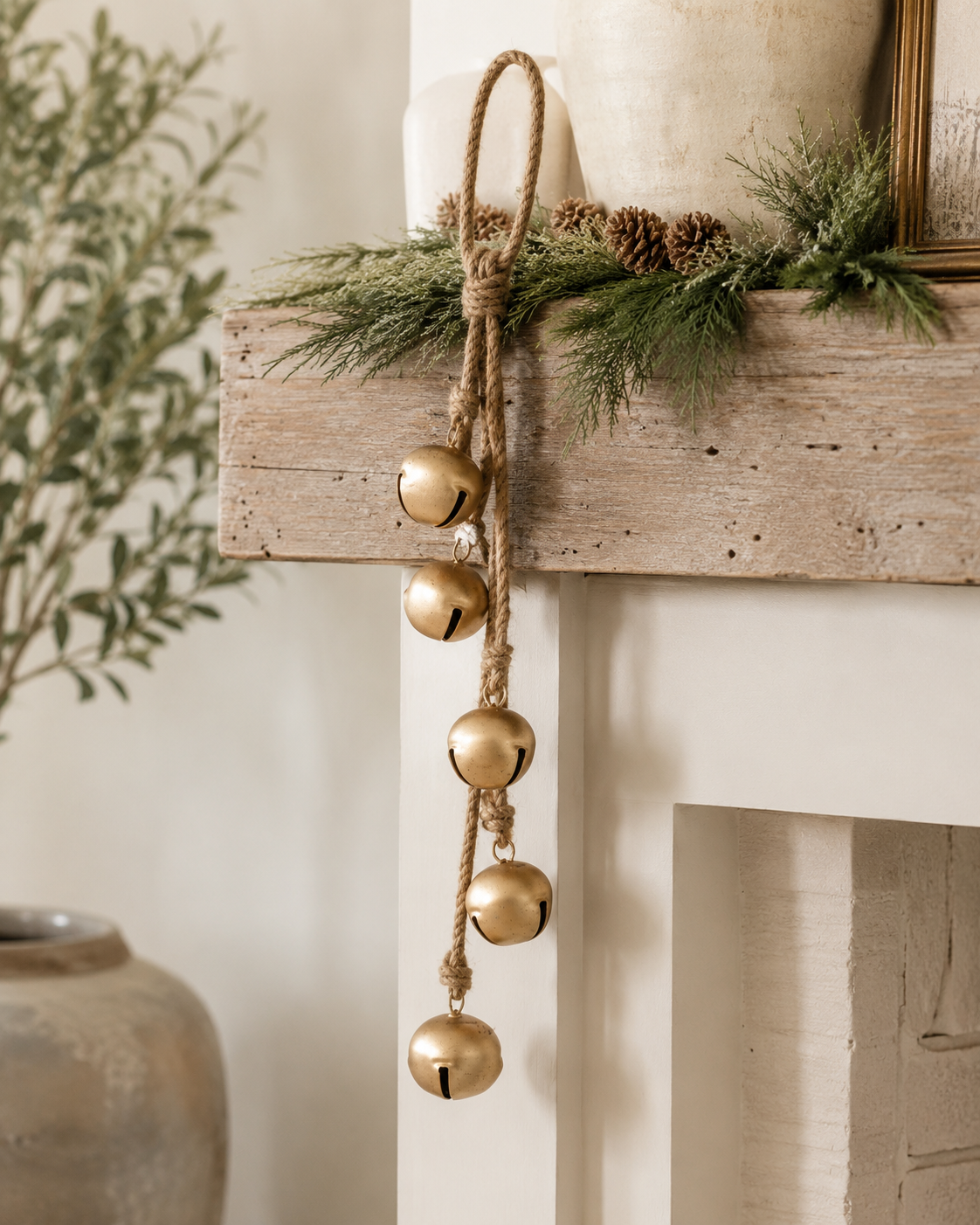 24" ANTIQUE BELL WITH JUTE HANGER