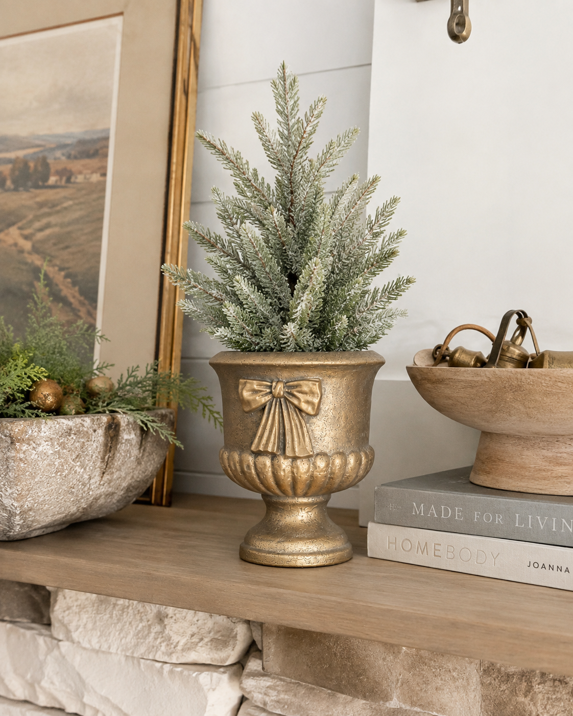 Antique Gold Bow Planter