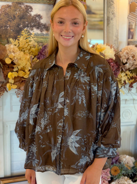 The Collins Slate Brown Blouse