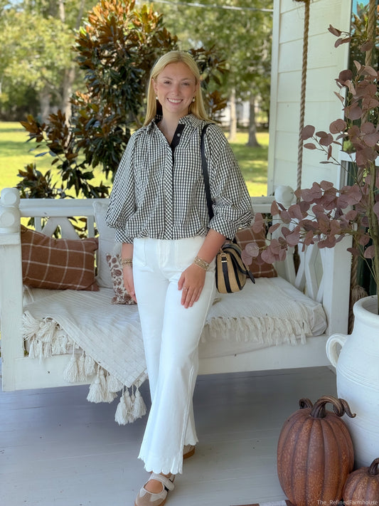 The Maisie Gingham Balloon Sleeve Top