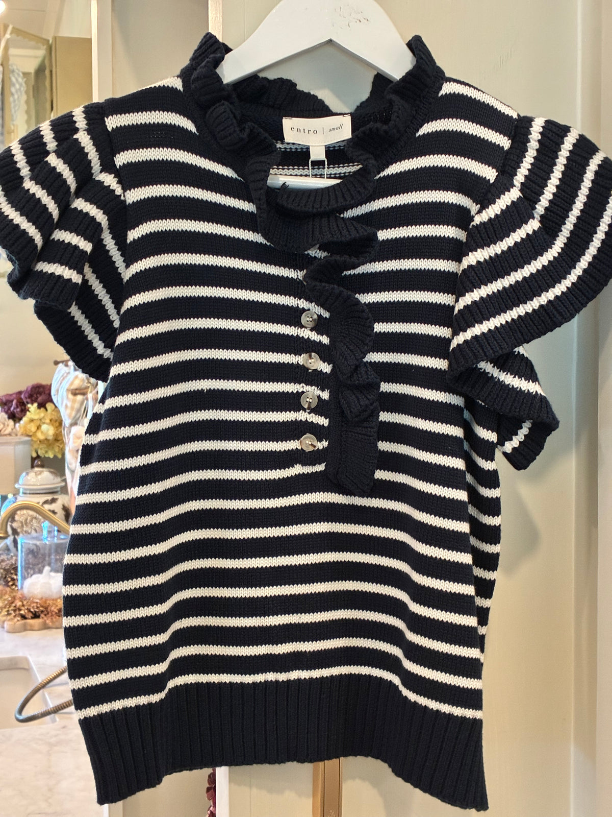 The Bayside Belle Sweater Top - Navy