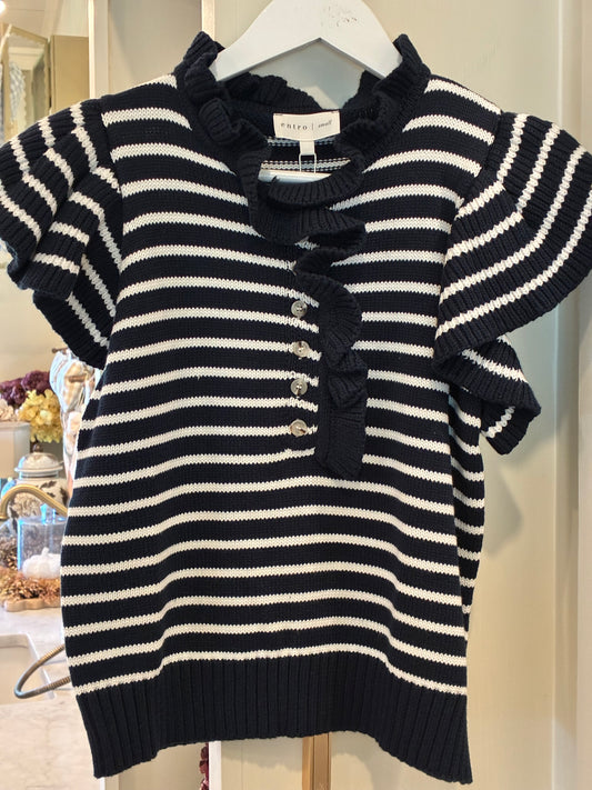 The Bayside Belle Sweater Top - Navy