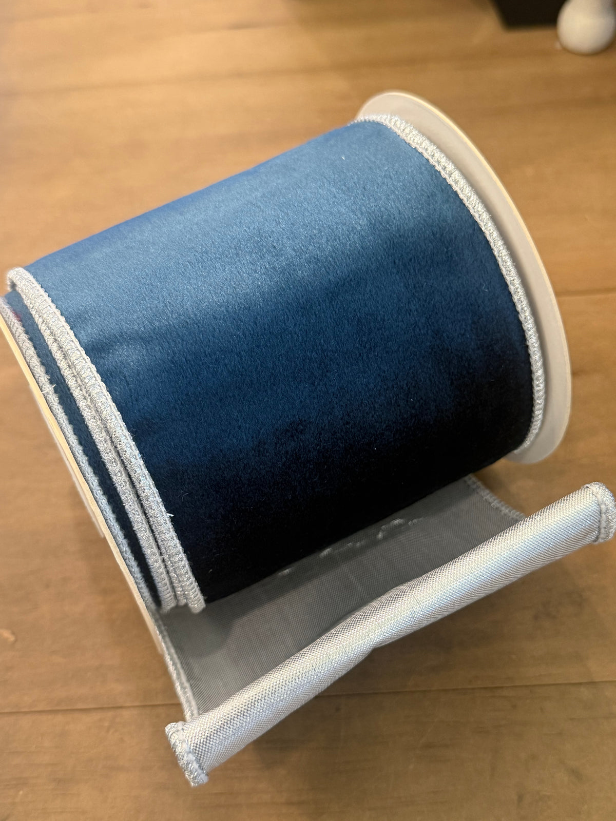 French Blue Velvet & Silver Reversible Ribbon