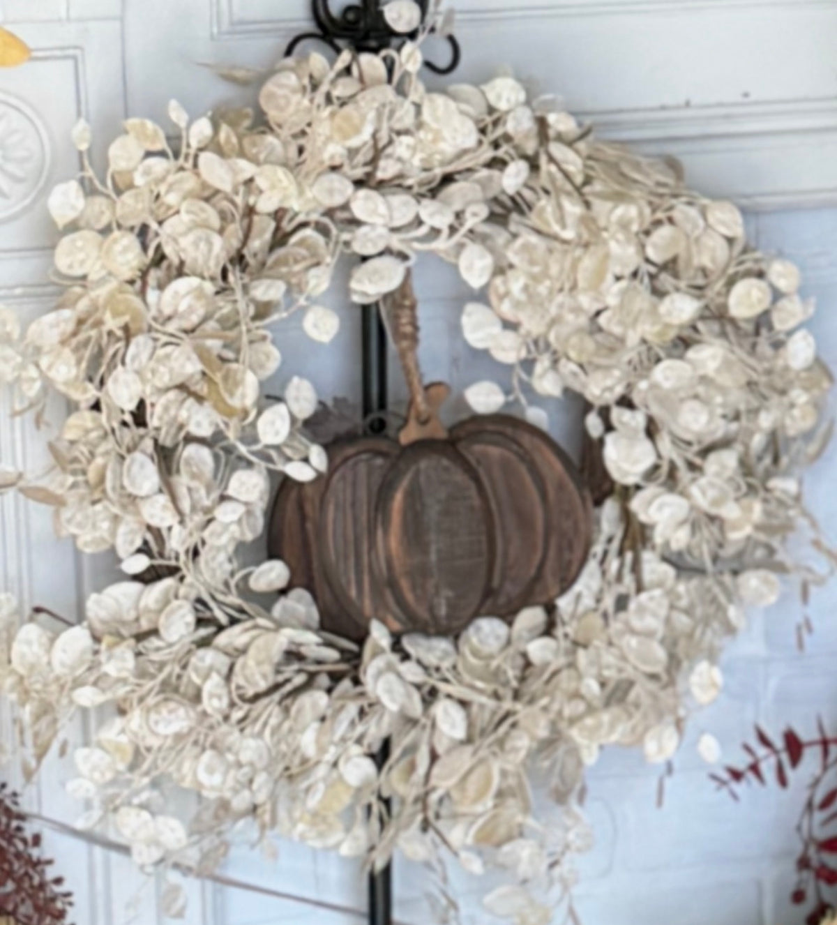 WOODEN HANGING PUMPKIN MEDALLION