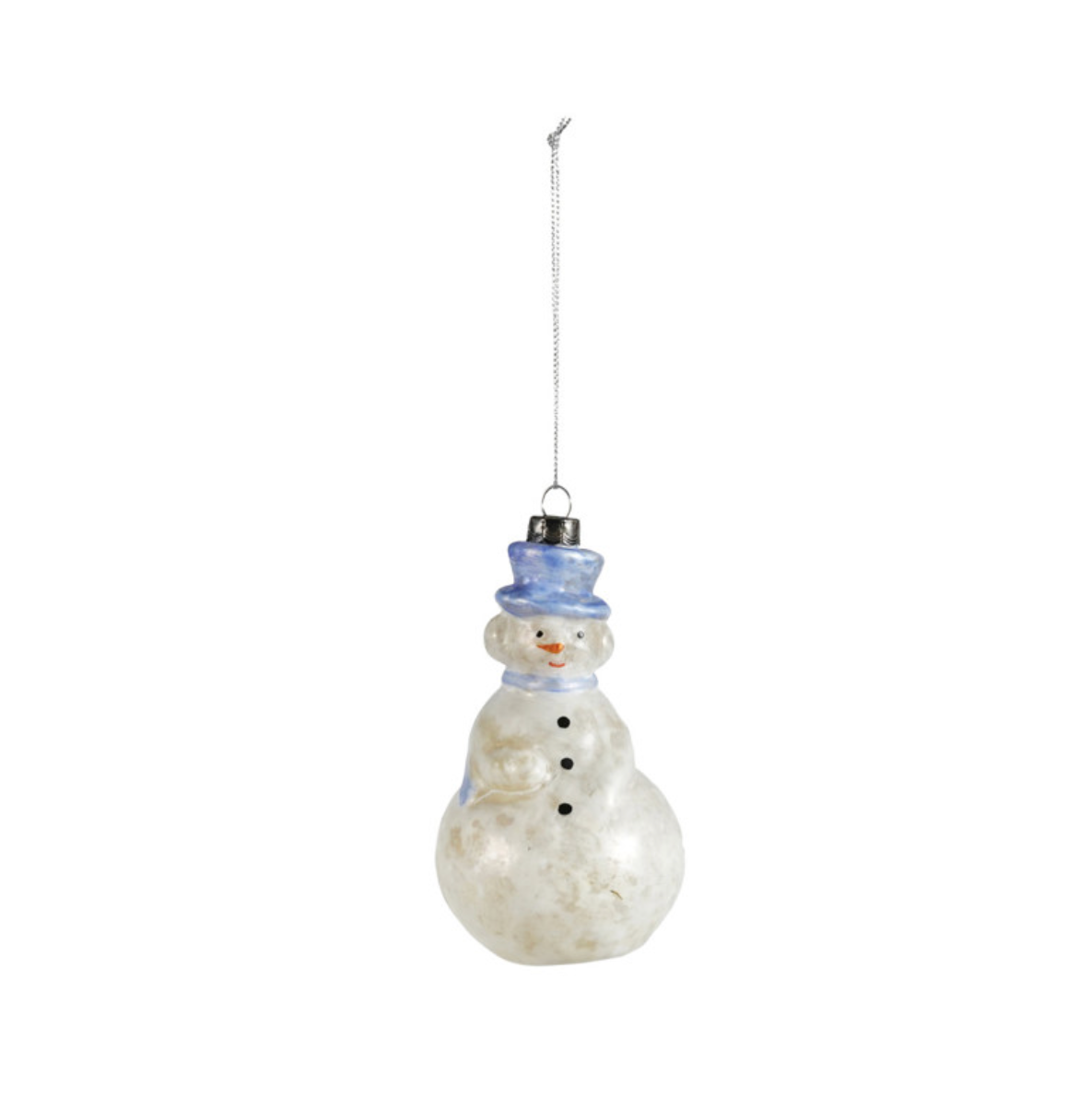 Hand-Painted Mercury Glass Snowman Ornament