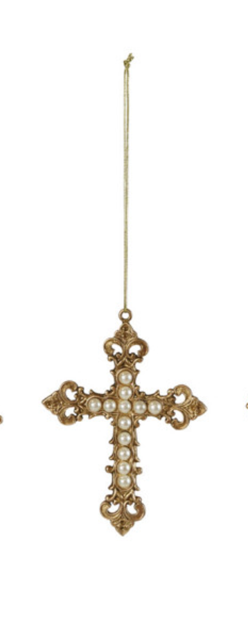 Cross Ornament withPearls, 4 Styles